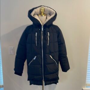 Black Hooded Puffer Coat XS